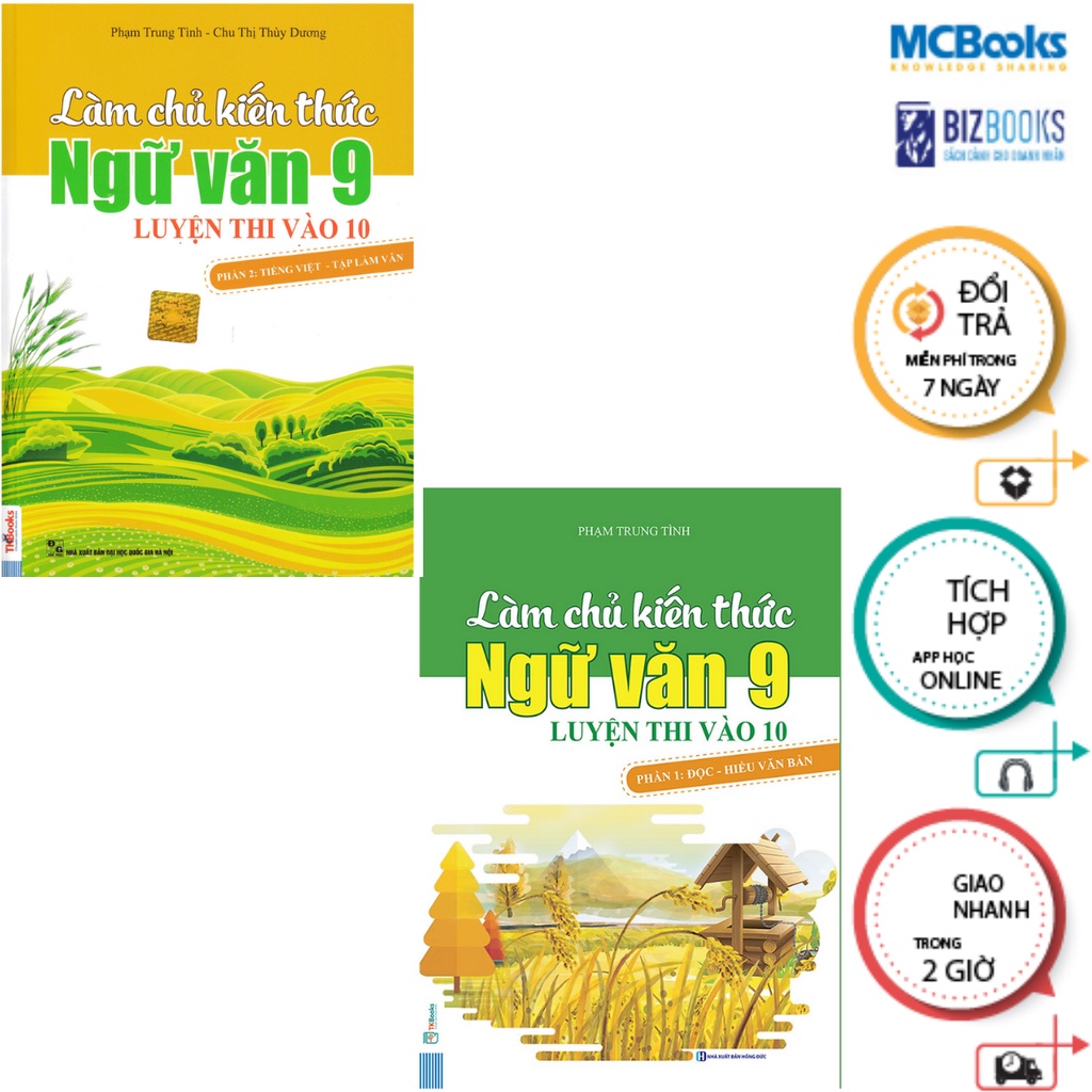 Sách - Combo Làm Chủ Kiến Thức Ngữ Văn 9 phần 1+ phần 2 Mcbooks