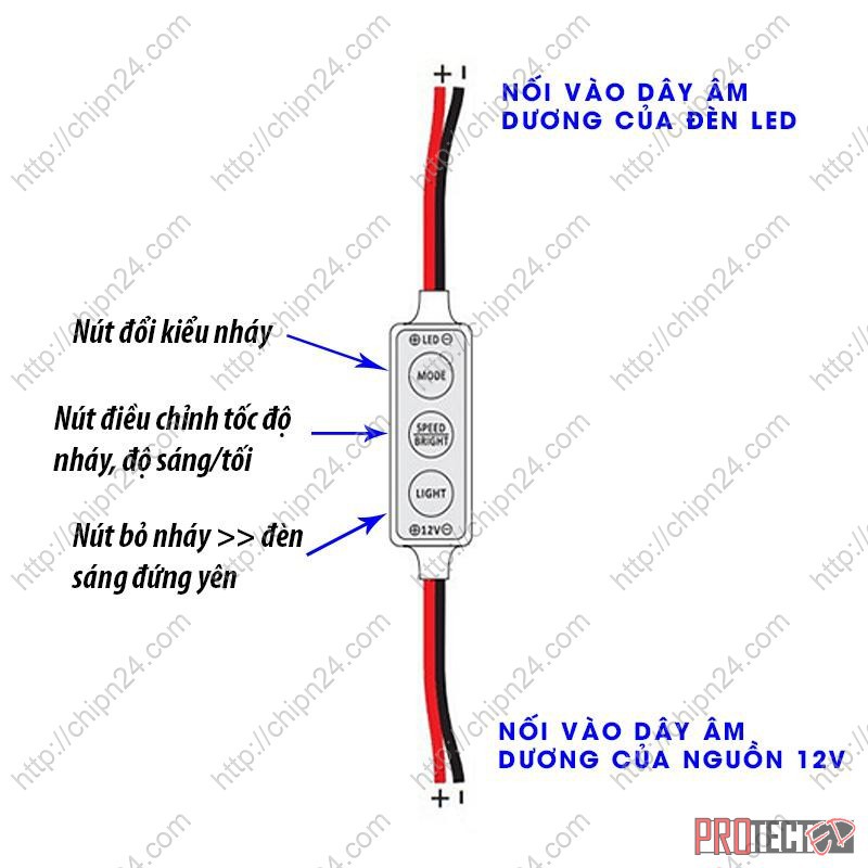 [1 pcs] (A8) Bo Chớp Mini 8 Chế Độ Chớp Dùng Đèn Led 5V12V24V