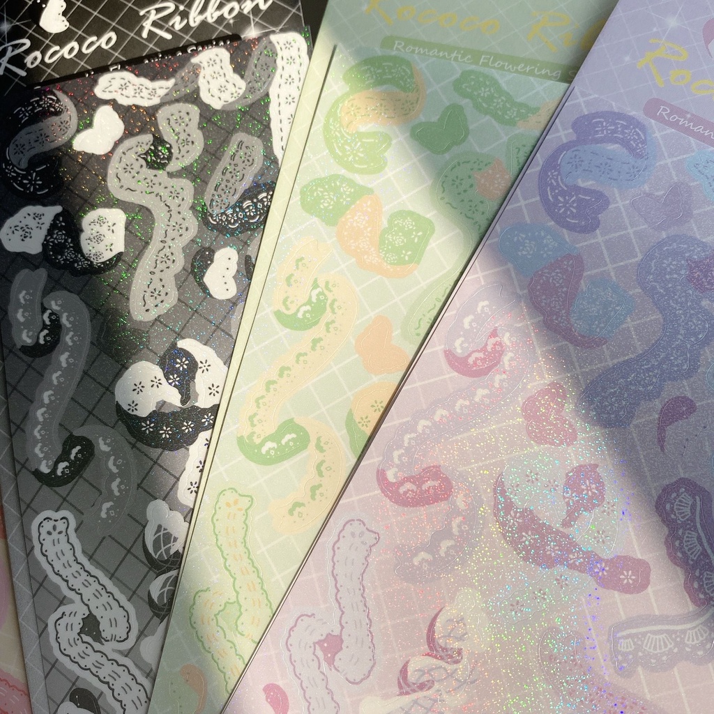 Sticker Trang Trí Toploader Hoa Confetti Ribbon Romantic Flower Series