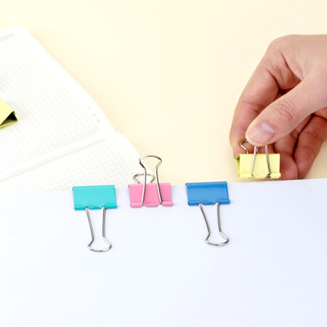 Kẹp Bướm 32mm (24 chiếc/hộp) GuangBo, kim loại mạ sơn, Hồng, Xanh dương, Xanh lá, Vàng JTC008