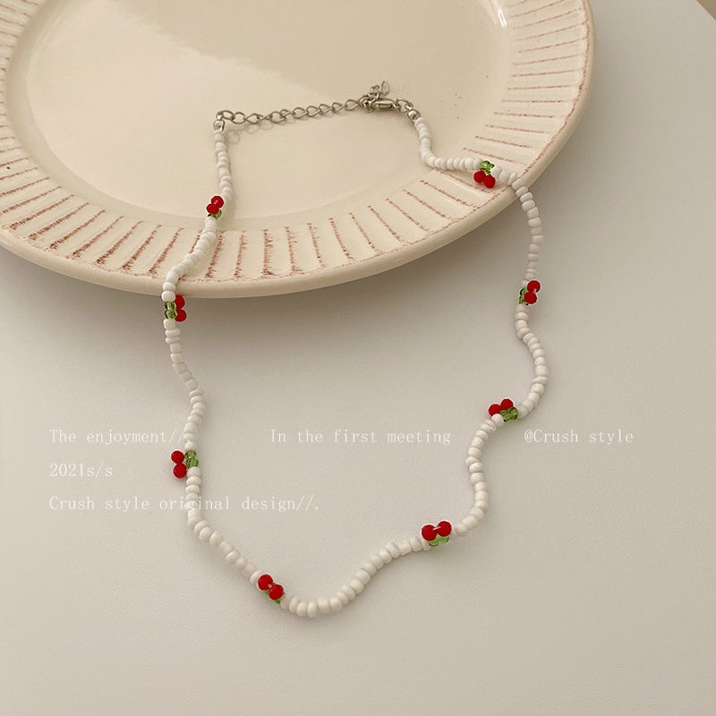 Vòng cổ mặt hình quả cherry phong cách Hàn Quốc đơn giản cho nữ