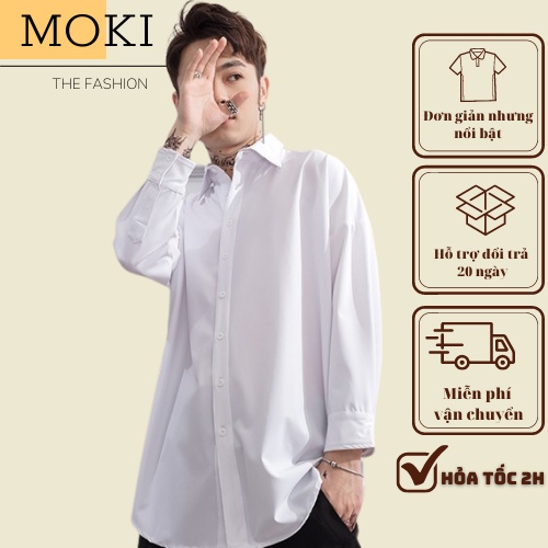 Áo sơ mi nam dài tay MOKI cao cấp , chất liệu lụa mềm mịn ,kiểu dáng Hàn Quốc không nhăn, không xù , thấm hút mồ hôi