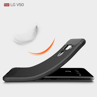 Casing LG V50 ThinQ carbon fiber brushed pattern phone case soft shell