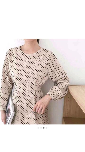 Váy thu đông chấm bi tim vintage