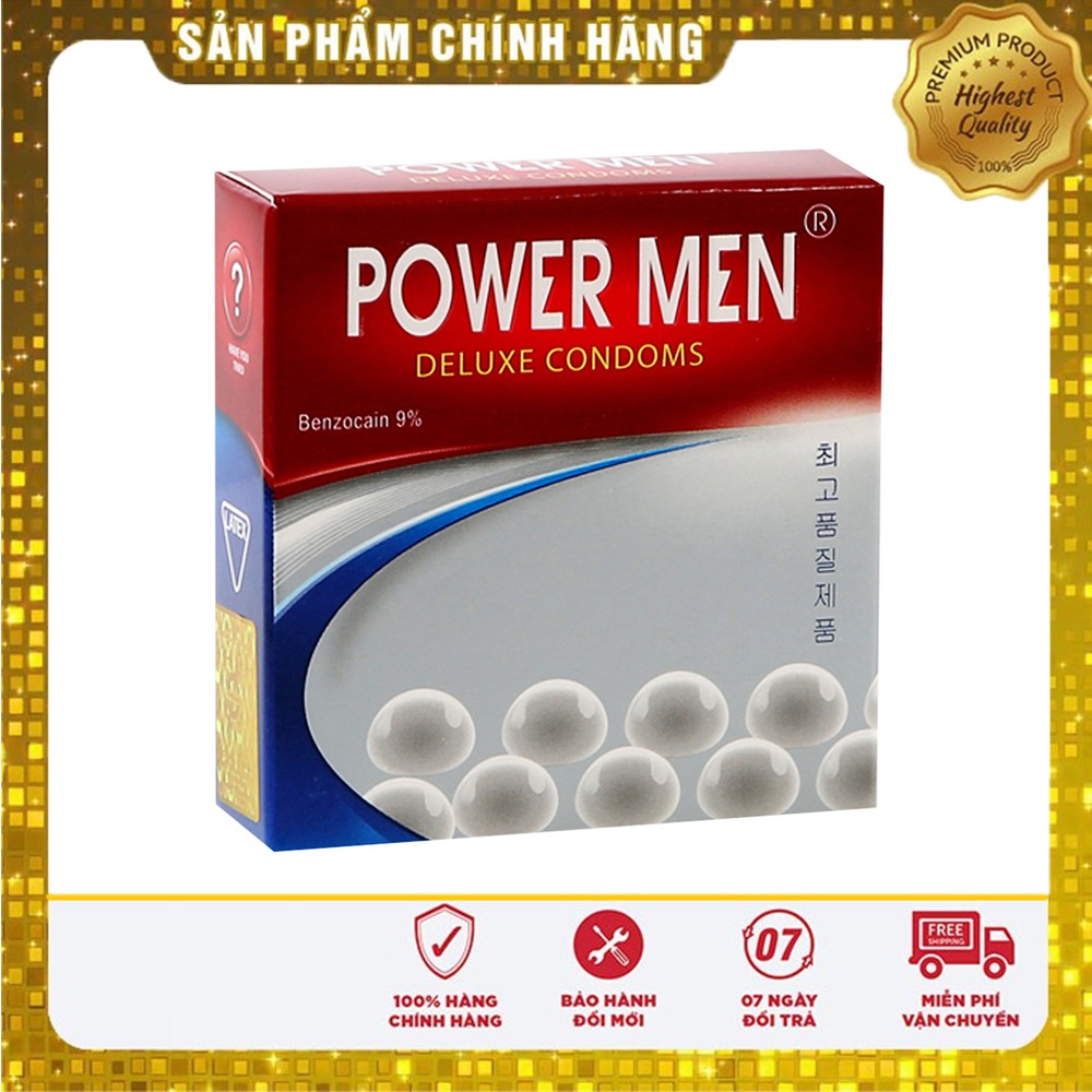 [Che Tên Khi Giao] Bao Cao Su Powermen Ngọc Trai Có Bi Gân Kéo Dài Thời Gian Quan Hệ Hộp 3 Chiếc Tiện Lợi