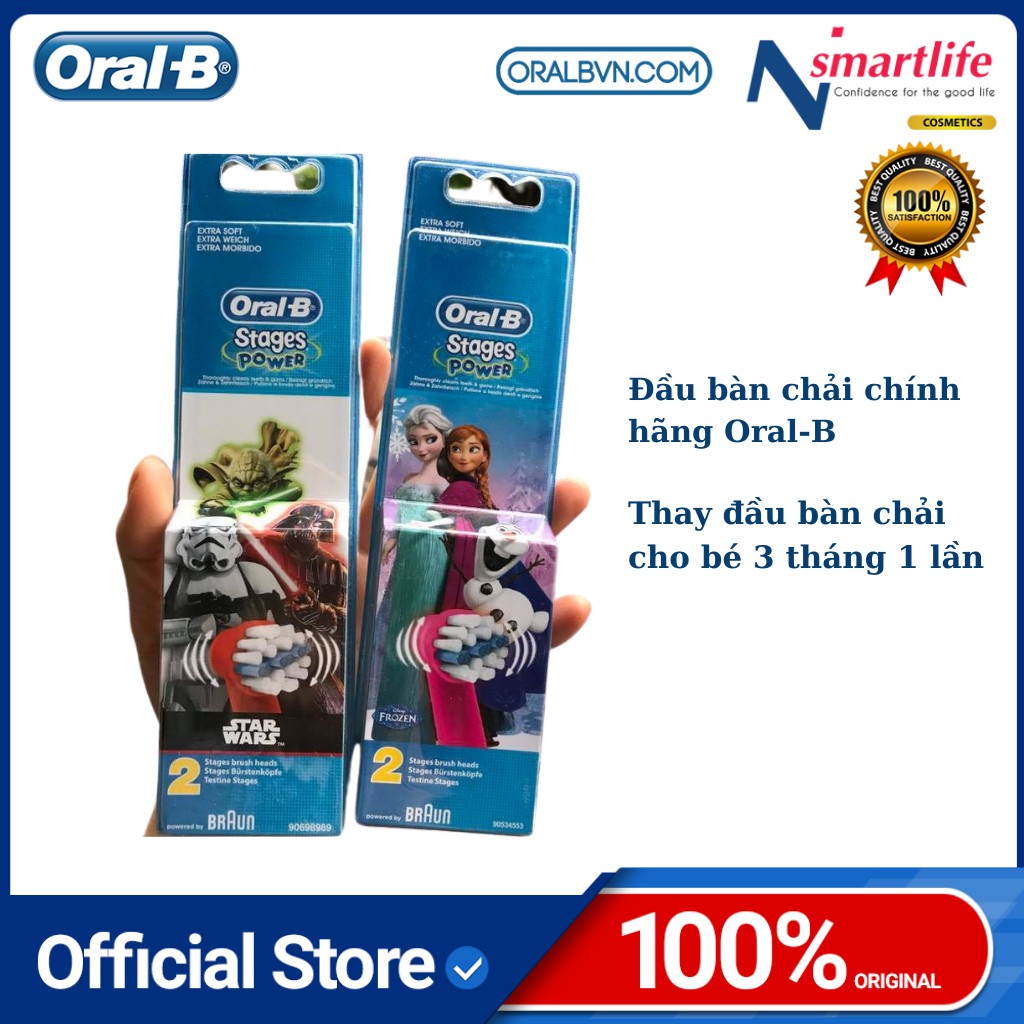 Đầu bàn chải trẻ em Oral B thay thế chính hãng (Disney, Starwar,...) cho trẻ em, bé gái từ 3 tuổi