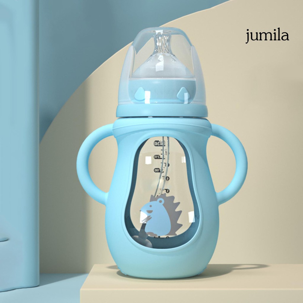 Bình sữa cho bé bằng thủy tinh có ống hút tiện dụng dung tích 150ml / 240ml