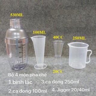 Bộ dụng cụ 4 món định lượng, pha chế quầy bar