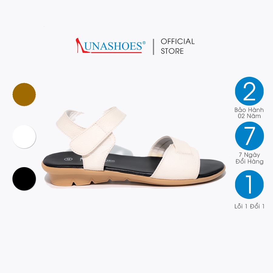 Giày sandal nữ LUNASHOES 6602 da bò mềm đế cao su chống trơn bảo hành 2 năm quai dán