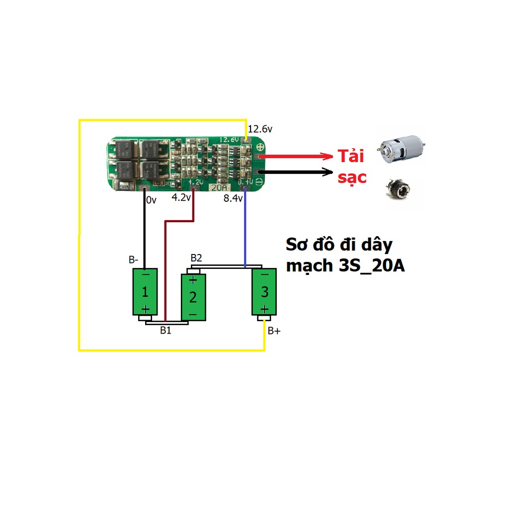 QC Mạch bảo vệ pin 3S 12V_20A ( mạch bảo vệ pin lion 12,6v_20A)