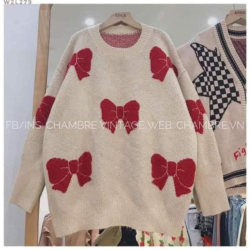 Áo Len Phối Nơ Phong Cách Hàn Quốc