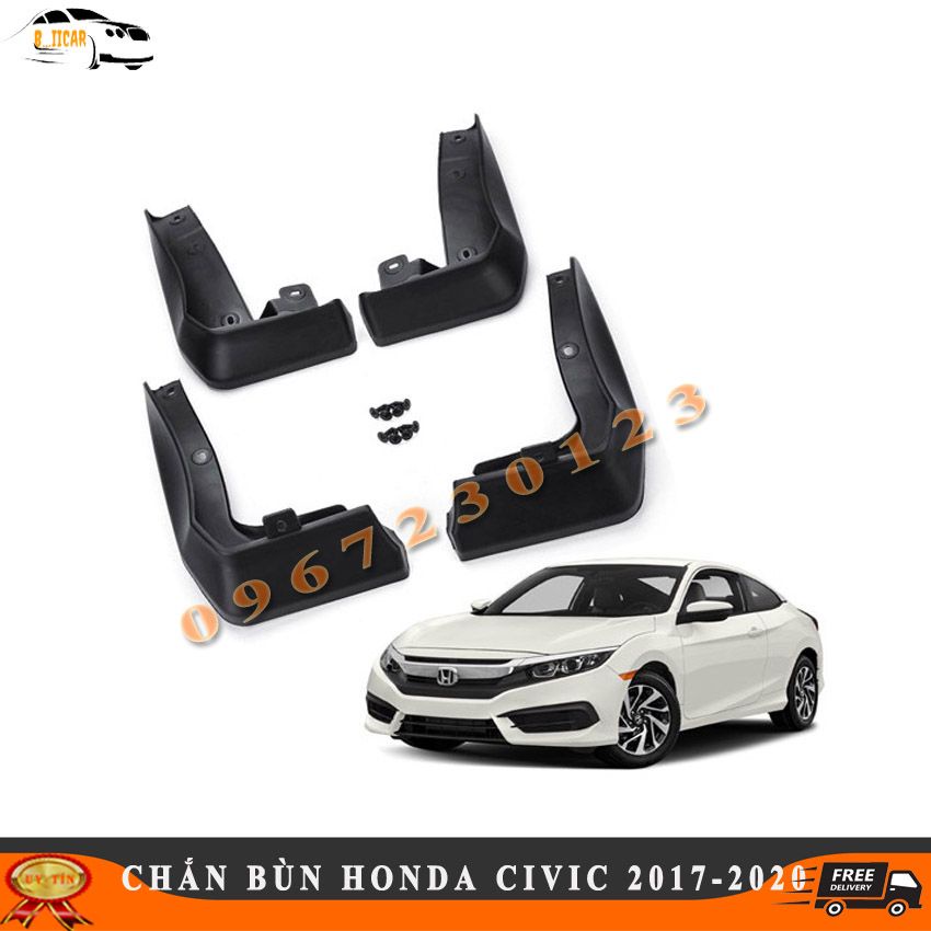 Bộ 4 Chắn Bùn Theo Xe Honda Civic 2016-2020 Nhựa ABS Dẻo Cao Cấp