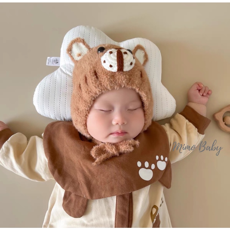 Mũ nón len lông mùa đông hình chú hổ dễ thương cho bé ML193 Mimo Baby