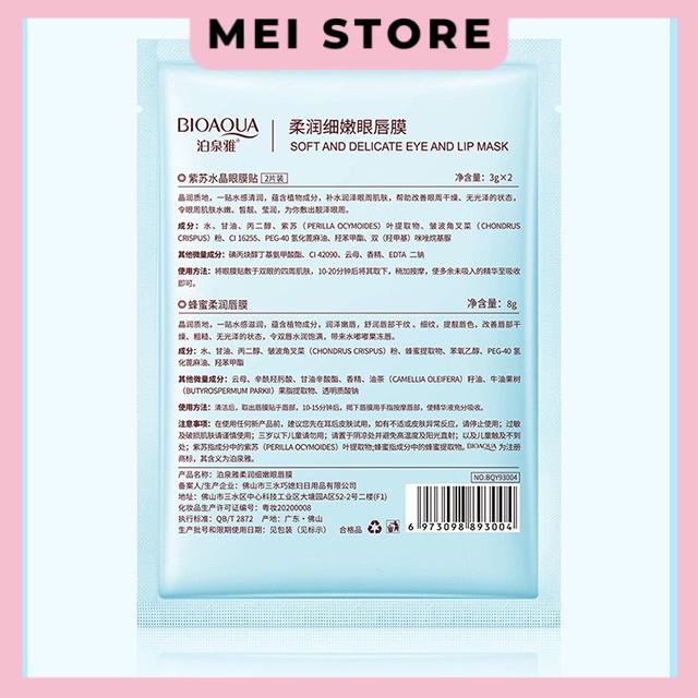Set Cặp Mặt Nạ Mắt & Môi BIOAQUA Dưỡng Ẩm Làm Mờ Quầng Thâm Trẻ Hóa Làn Da, Giúp Tăng Collagen