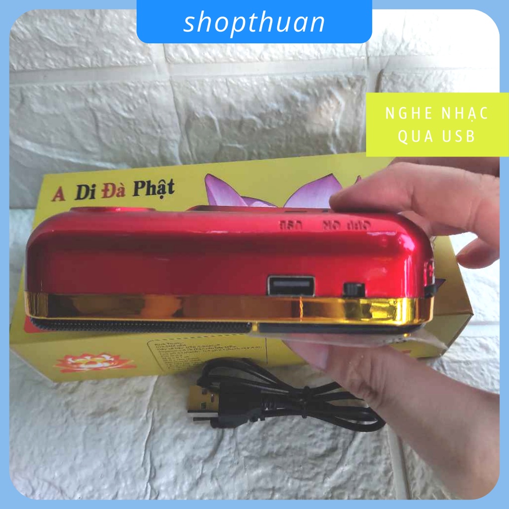 Loa A Di Đà Phật A-100S có đèn pin, 1 pin sạc, nghe thẻ nhớ,USB 2.0, FM Radio, có Jack gắn tai nghe 3.5mm