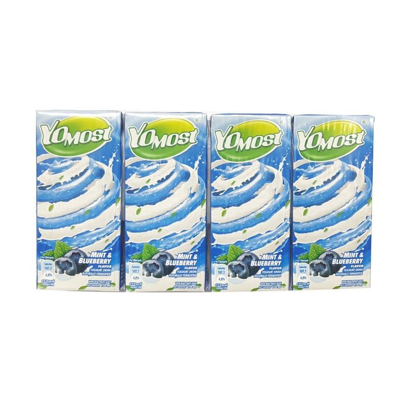 Now ship - Lốc 4 hộp sữa Yomost Việt quất bạc hà 180 ml