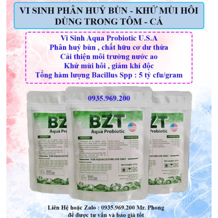 combo 5 gói vi sinh BZT vi sinh phân huỷ bùn khử mùi hôi vi sinh nuôi tôm , cá #vi sinh BZT xanh