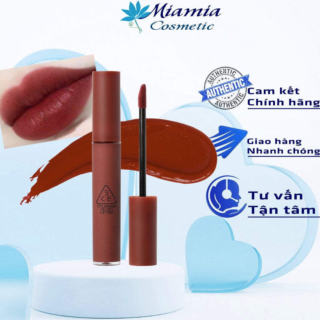 Son 3CE Velvet Lip Tint Taupe Son Tint Kem Lì Màu Đỏ Nâu Bền Màu Lâu Trôi