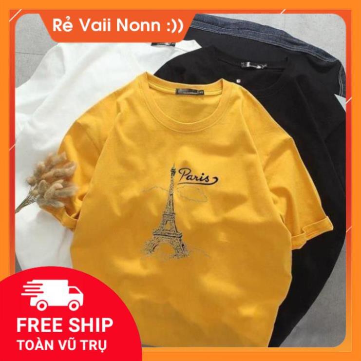 Áo thun nam nữ tay lỡ chữ kiểu paris vải dày mịn 20T2754 [MÀU TRẮNG]