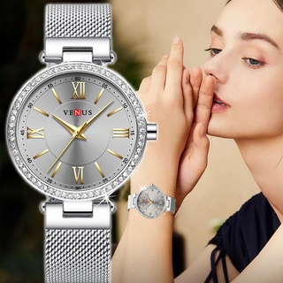 Đồng hồ nữ VENUS VIỀN ĐÁ – Dây Titanium cao cấp + Tặng hộp & pin Bảo Hành Toàn Quốc 12 Tháng