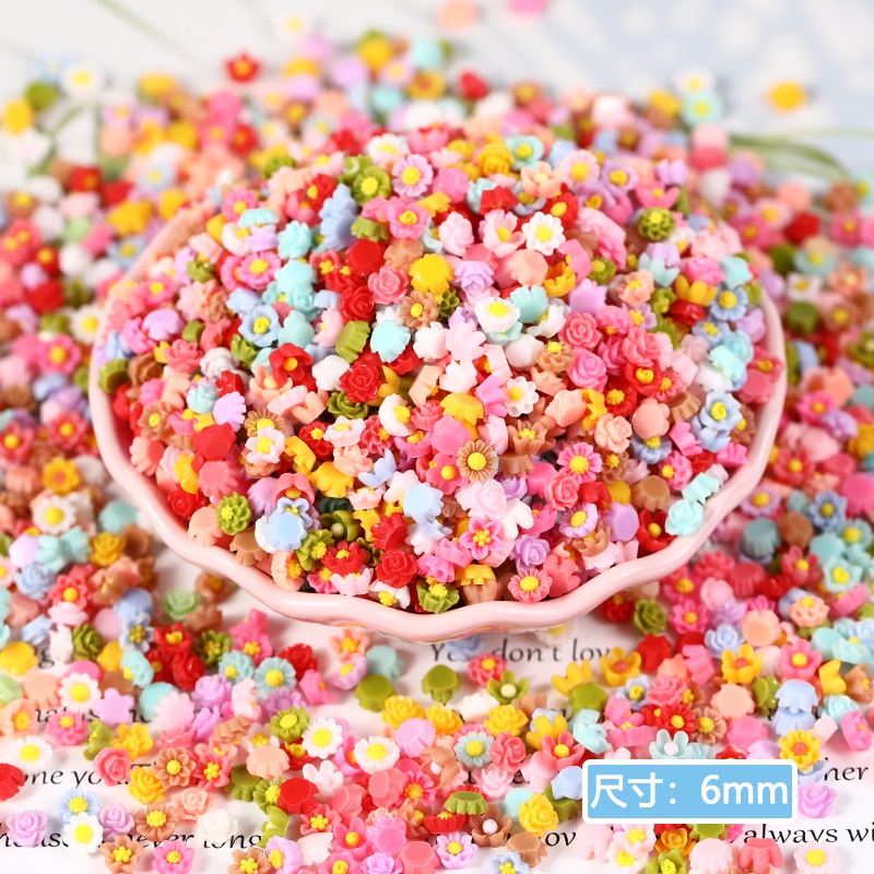 Set 100 Hoa Nhựa 6mm Trang Trí Ốp Điện Thoại