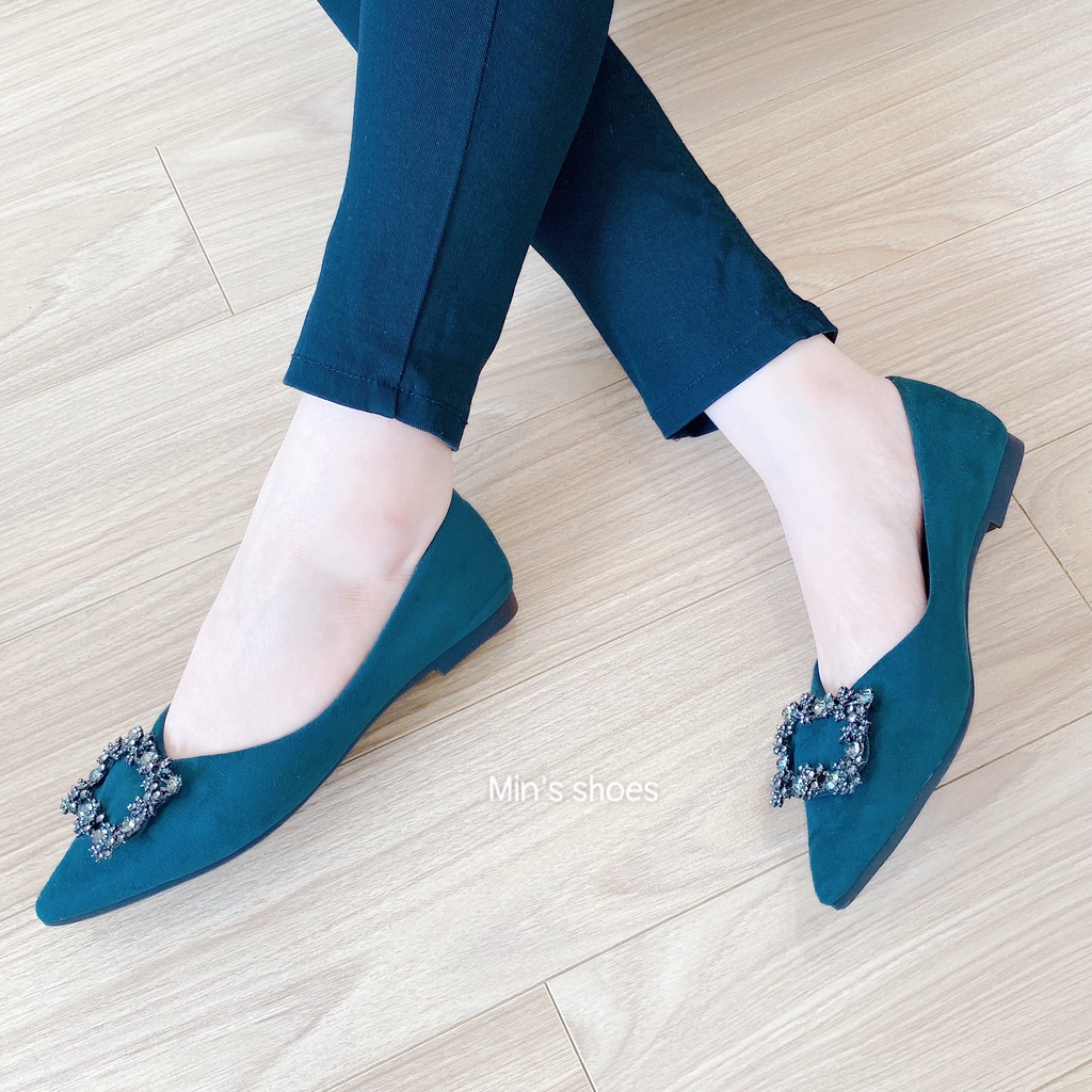 Min's Shoes - Giày Bệt Đá Da Lộn B356 Xanh