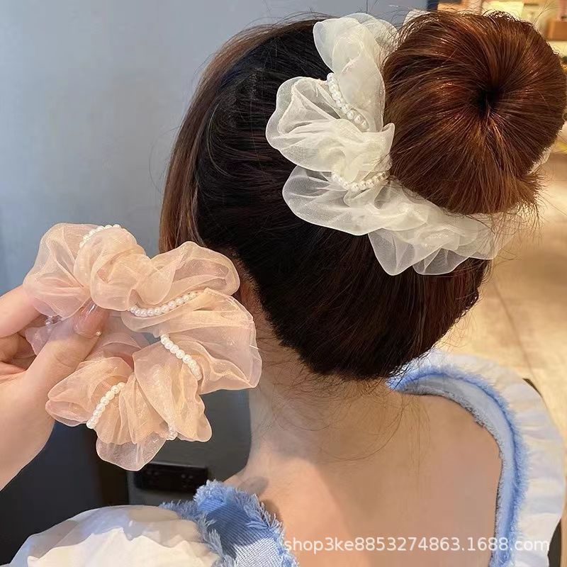 Dây Cột Tóc Co Giãn Đính Ngọc Trai Xinh Xắn Theo Phong Cách 2022