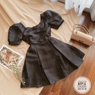 Bigsize Đầm tafta tùng xếp li D566