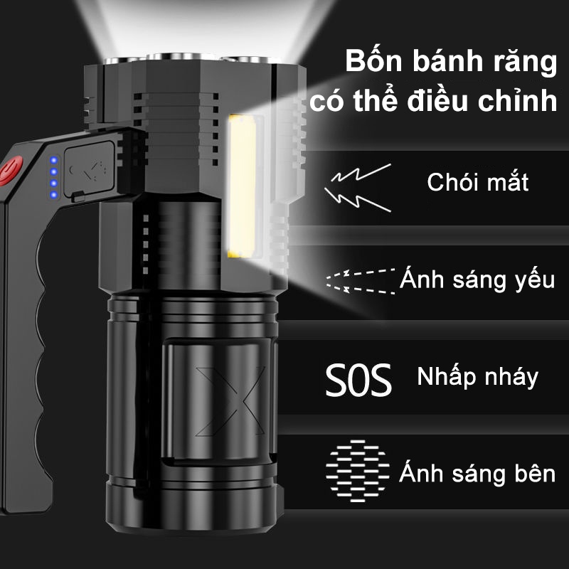 Đèn pin công suất lớn cầm tay sạc USB tiện lợi