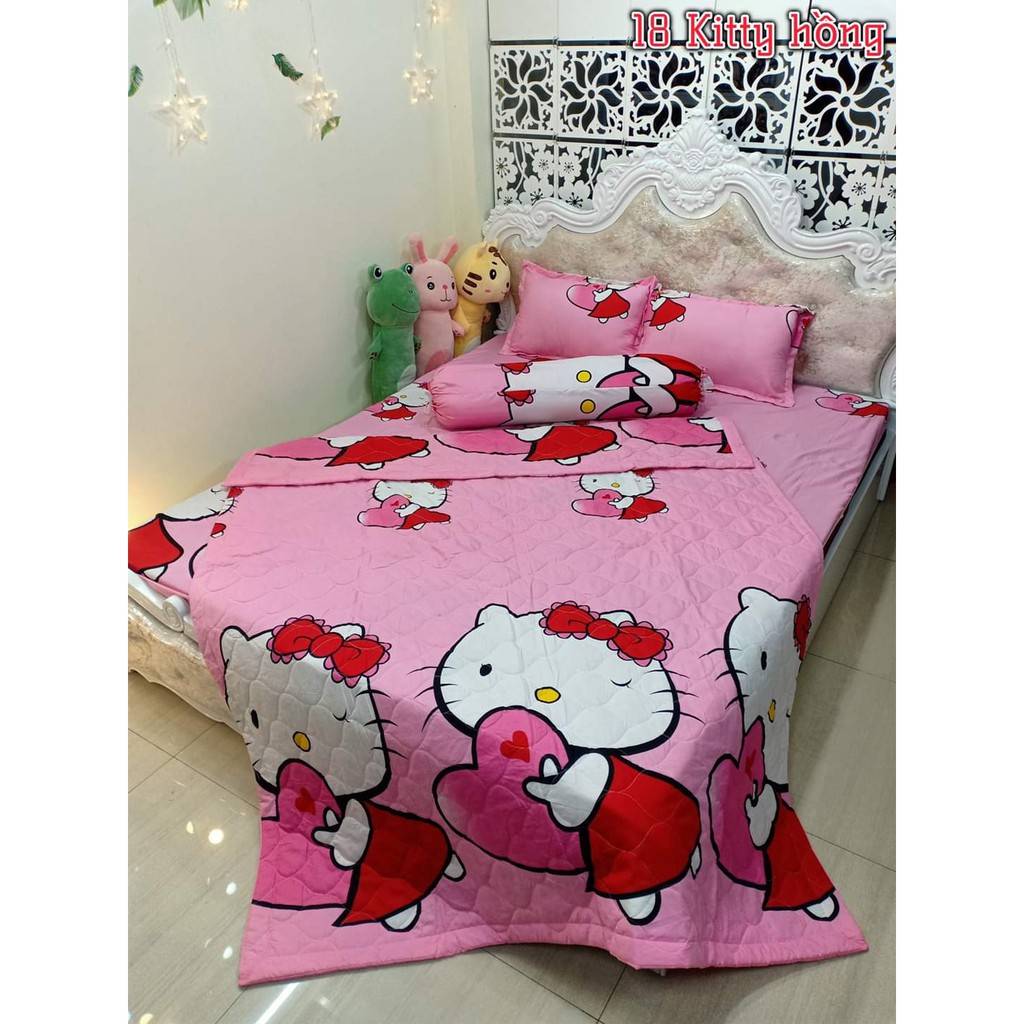 Chăn Hè Thu Trần Bông 3 Lớp,Được chọn mẫu,hàng việt nam-hello kitty ôm tim