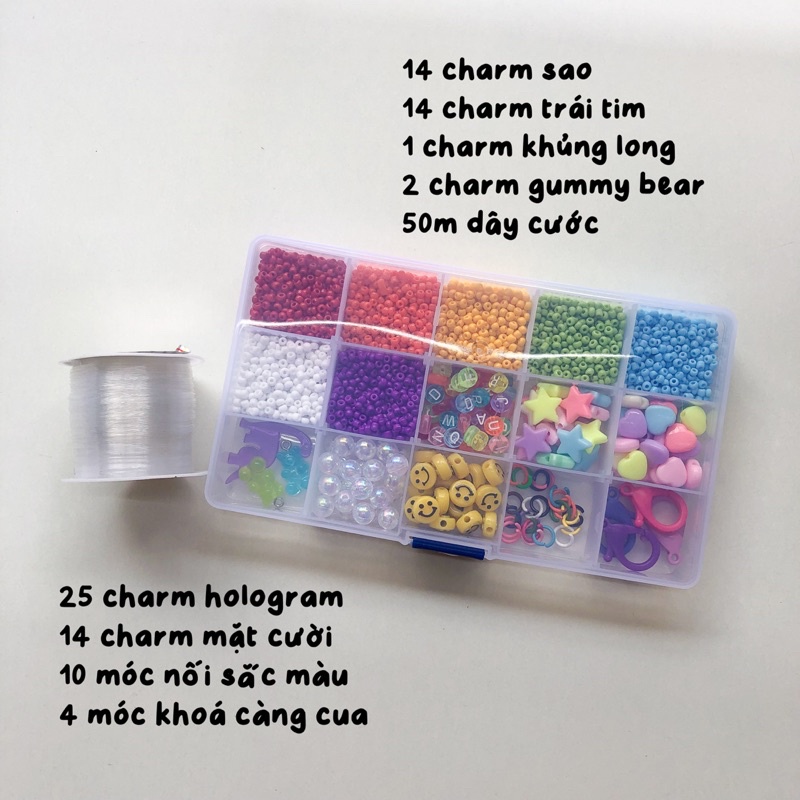 Set hạt cườm làm vòng kèm dây cước | Hoi Hoi project