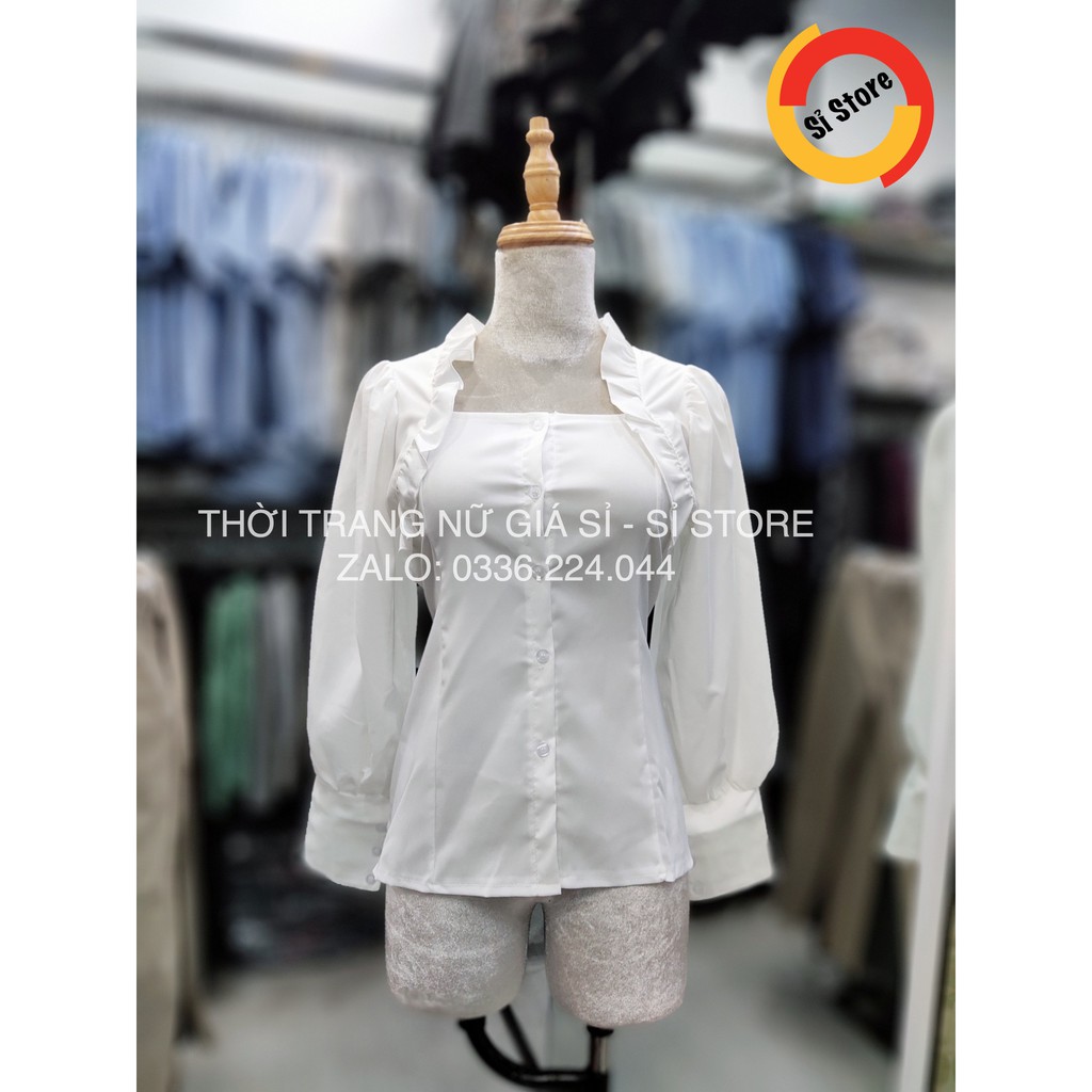 Áo Sơ Mi Cổ Chạy Bèo Tay Bo Cao (TRẮNG)