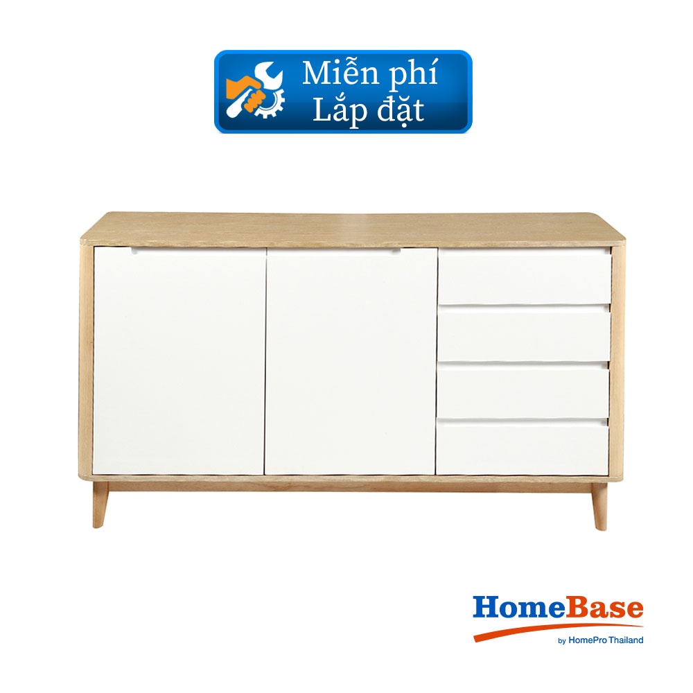 HomeBase FURDINI Tủ gỗ bằng MDF có cửa BRAVE W150xH81xD40cm màu trắng