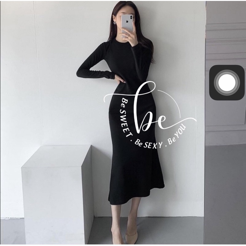 Đầm thun body dài qua gối,tay dài sang chảnh