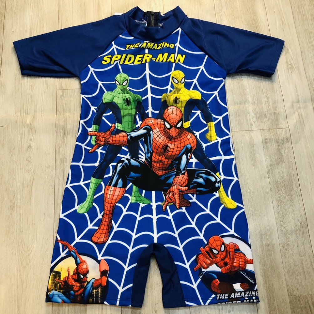 Đồ bơi bé gái liền thân hoạ tiết Người nhện ngắn tay chất liệu vải nhập khẩu nhanh khô (3-12 tuổi) mẫu 2023