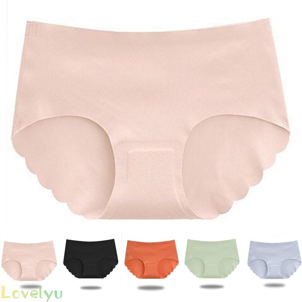 【LOVELYU】Women Underwear Ice Silk Breathable Midwaist Modal Stretch Briefs Solid Color Seamless Xqgspya【Good Quality】
