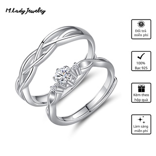 Nhẫn cặp đôi bạc s925 - thiết kế nhẫn đính hôn nam nữ tự điều chỉnh - nhẫn bạc sterling m.lady jewelry