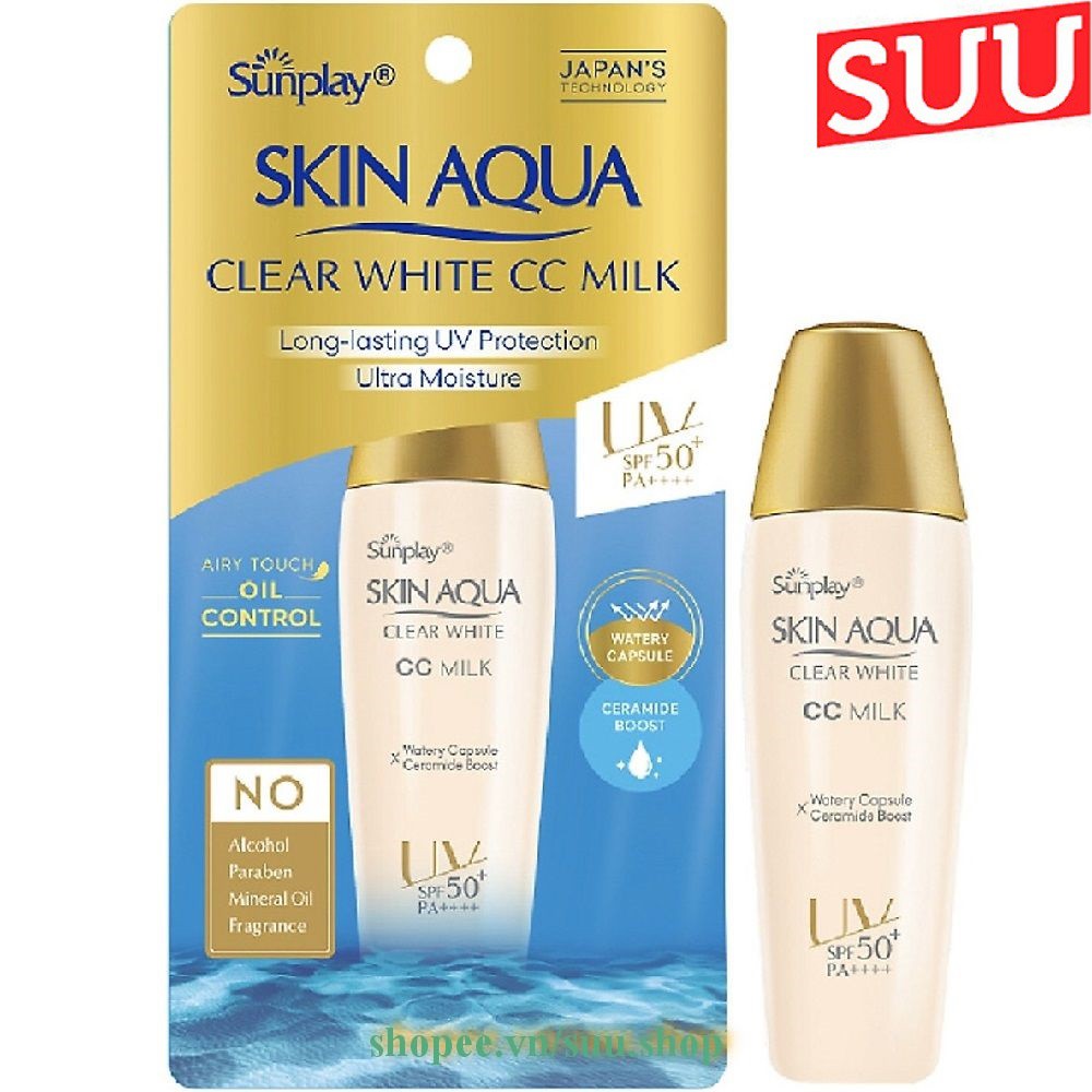 Sữa Chống Nắng 25G Sunplay Skin Aqua Clear White CC Milk SPF50+, PA++++ Dưỡng Da & Trang Điểm Nhẹ, suu.shop Cam Kết 100%