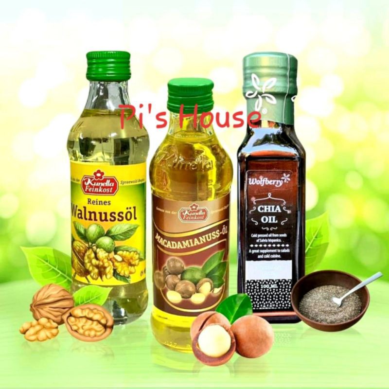 Dầu ăn dặm cho bé gấc gạo lứt mè oliu hạt óc chó macca hạnh nhân & hạt chia