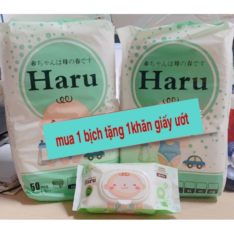 Combo 2 bịch bỉm Haru - nội địa trung cao cấp siêu thấm M100/L100/XL100/XXL100/XXXL100