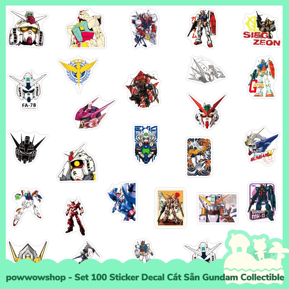 [Sẵn VN - Hỏa Tốc] Set 100 Sticker Mini Decal Dán Trang Trí Vật Dụng Mẫu Anime Manga Game Gundam Collectible