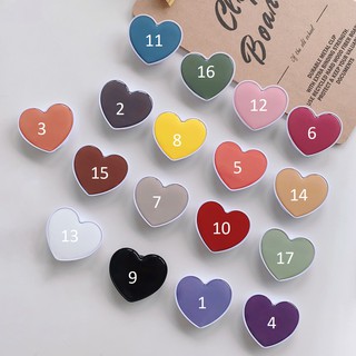 Giá đỡ dán ốp điện thoại pop up posocket in bóng trái tim màu trơn pastel viền trắng dễ thương