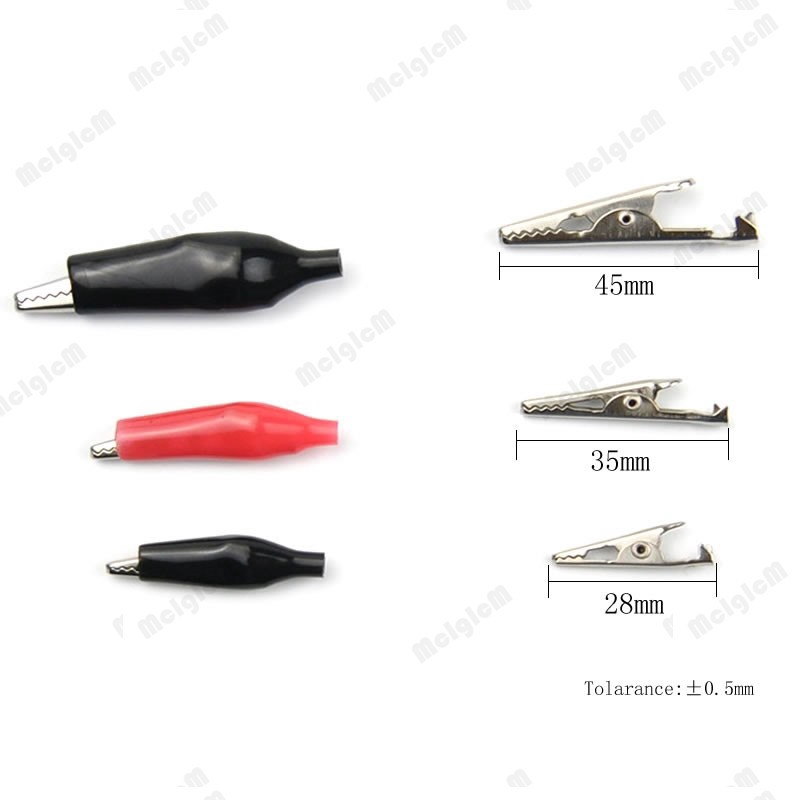 Bộ 20 kẹp cá sấu 28MM/35MM/45MM 2 màu đỏ đen
