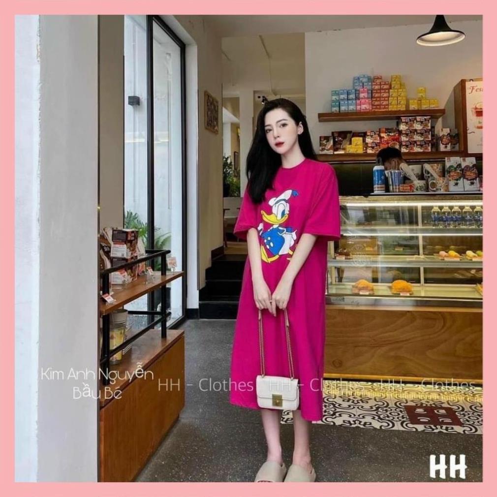 Đầm suông họa tiết Vịt Donarnd váy bầu cotton