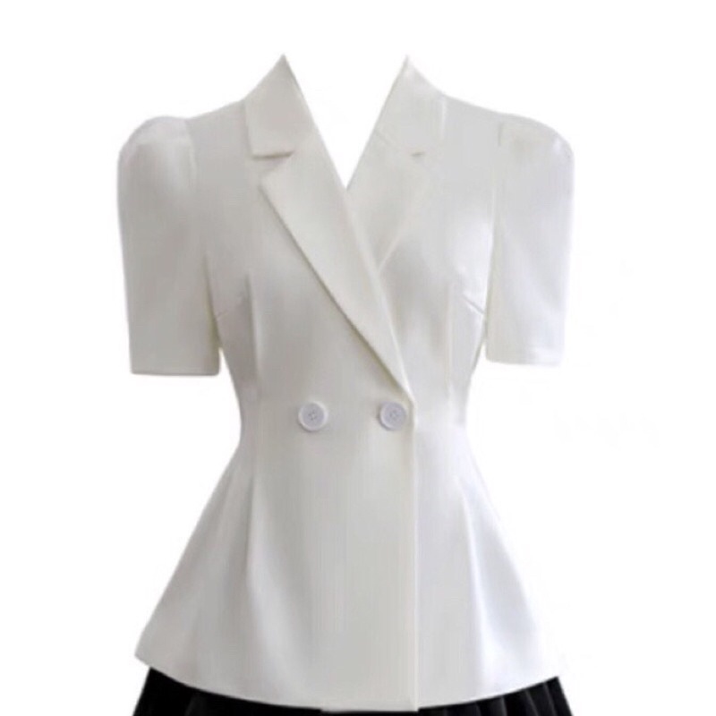 [Lanushop] Áo vest nữ chiết li eo tay ngắn sang chảnh 2 màu