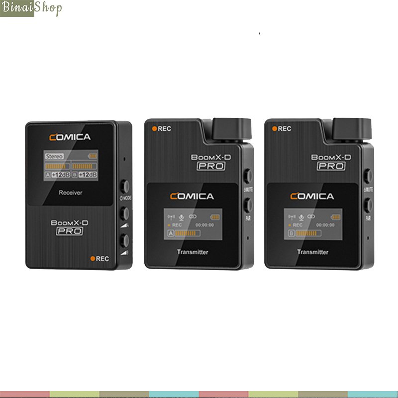 Comica BoomX-D Pro D2 - Micro Không Dây 2.4G, Bộ Nhớ Trong 8GB, Phạm Vi 100m Cho Máy Ảnh, Điện Thoại, Laptop