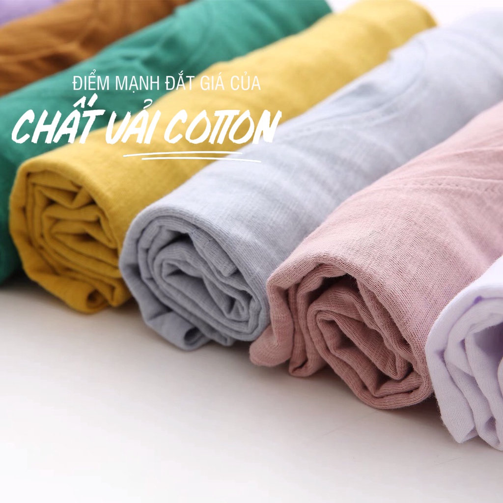Áo thun cổ tim chữ V nhiều màu ALALA chất cotton cực mát Áo phông trơn