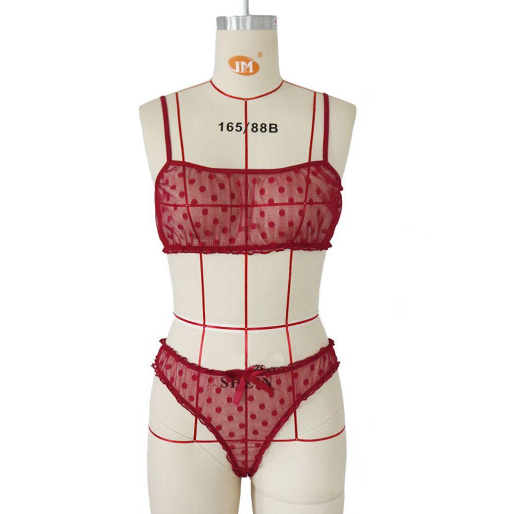 OCEANMAP Bộ Đồ Lót Trong Suốt Họa Tiết Chấm Bi Quyến Rũ Cho Nữ