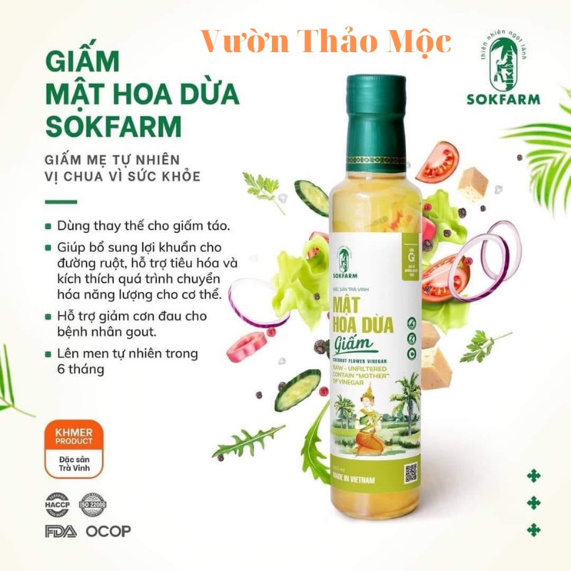 Giấm mật hoa dừa Sokfarm chai 265ml