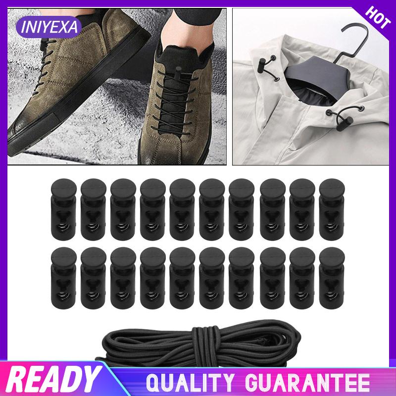 Set 20 Dụng Cụ Chặn Dây Lò Xo + Dây Co Giãn 10ft Cho Dây Rút / Quần Áo / Ba Lô / Túi Xách